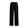 thumbnail image 4 of Levmjia Women's Casual Pants High Waisted with Pockets Drawstring Waist Scallop Hem Loose Fit Wide Leg Lounge Pants Solid Color for Summer Daily, 4 of 6