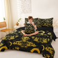 thumbnail image 4 of Homewish Black Gold Moth 7 Pieces Full Size Bedding Sets,Halloween Skull Full Size Bed in a Bag,Moon Flower Bed Set,Black Reversible, 4 of 8