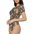 thumbnail image 2 of Naloa Colorful Flowers with Butterfly Women's Short-Sleeved Onesie, One-Piece Swimsuit for Parties, dates, clubs - XX-Large, 2 of 9