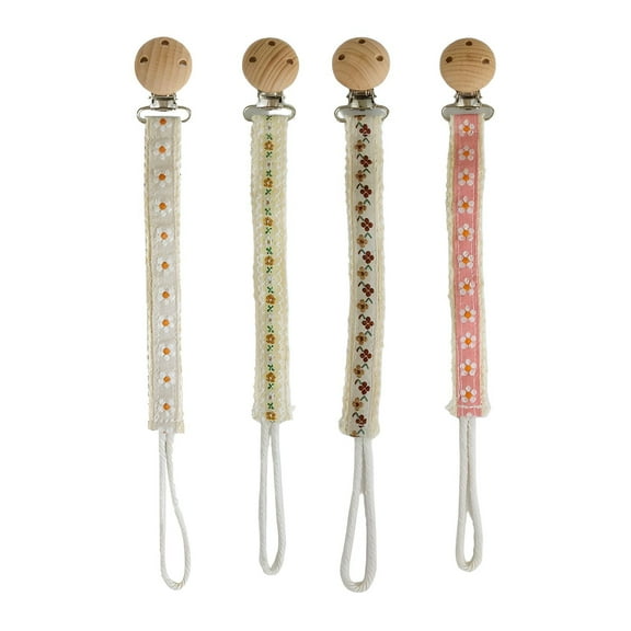 XIRQI 4Pcs Pacifier Clip,Polyester Pacifier Holder,11" Pacifier Clips Baby Girl,Color Mixxing1