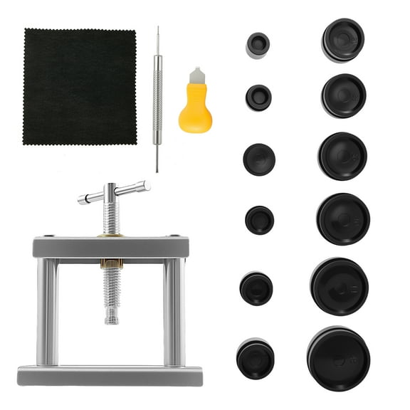 Watch Press Tool Set Metal Professional Watch Back Case Closer Repair Kits with 12 Molds for Quartz Mechanical Dial
