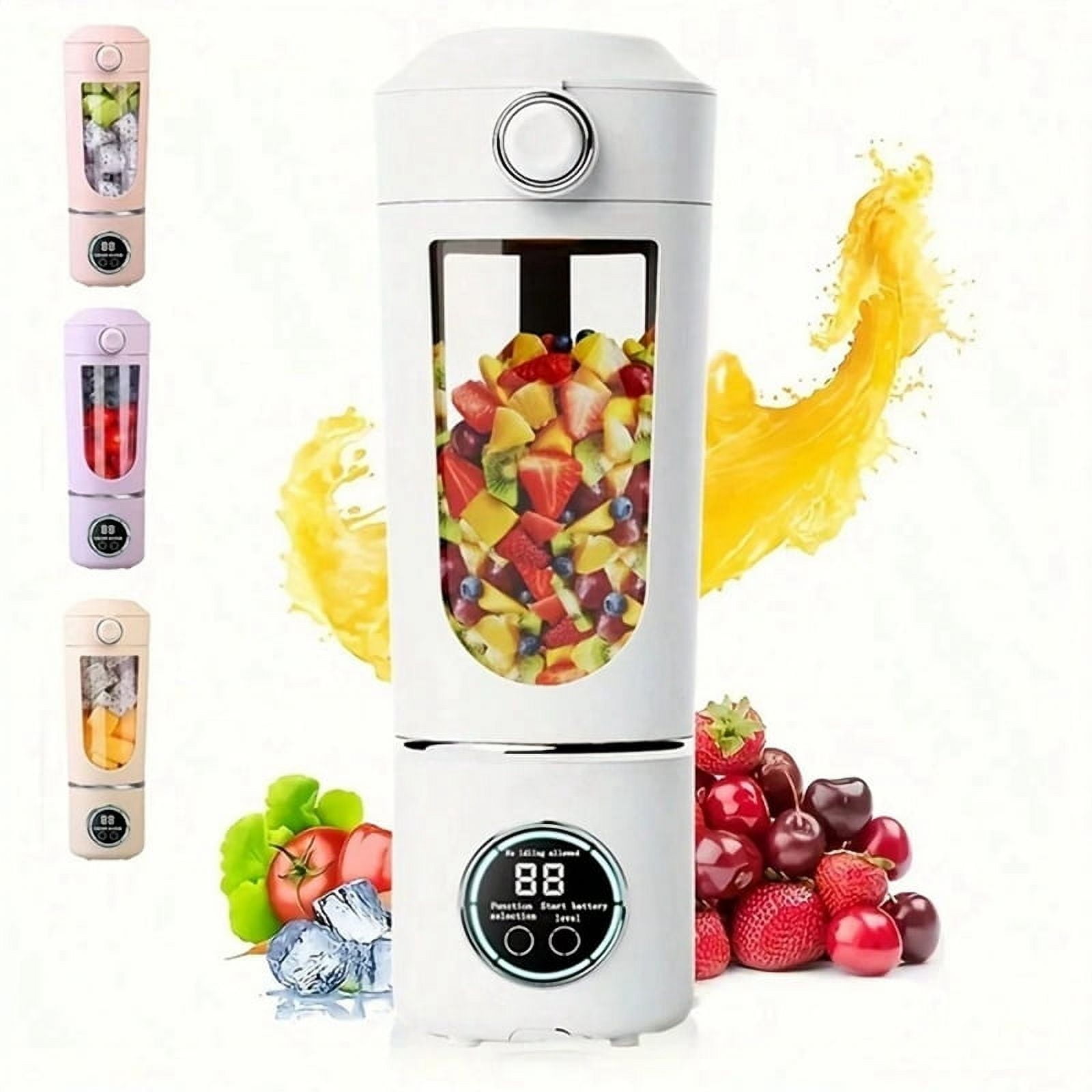Portable Juice Maker Blender for Shakes Smoothies 700ML 12-Blades Fast Mixing 2 in 1 Blender Personal Juicer 7.4V D
