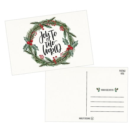 50 Holiday Greeting Cards, Cute Fancy Blank Winter Christmas Postcard Set, Bulk Pack of Premium Seasons Greetings Note, Mistletoe Happy New Years for Kids, Business Office or Church Thank You