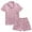 Pajama Sets for Women: 1-Pink, variant on Daznico Women's 2-Piece Heart Print Pajama Set, Cotton Gauze Short Sleeve Button-Up Top & Shorts, Casual Sleepwear,L