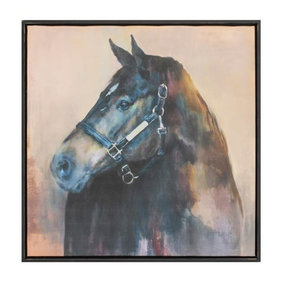 Melrose International Horse Print 24"SQ Canvas/Wood