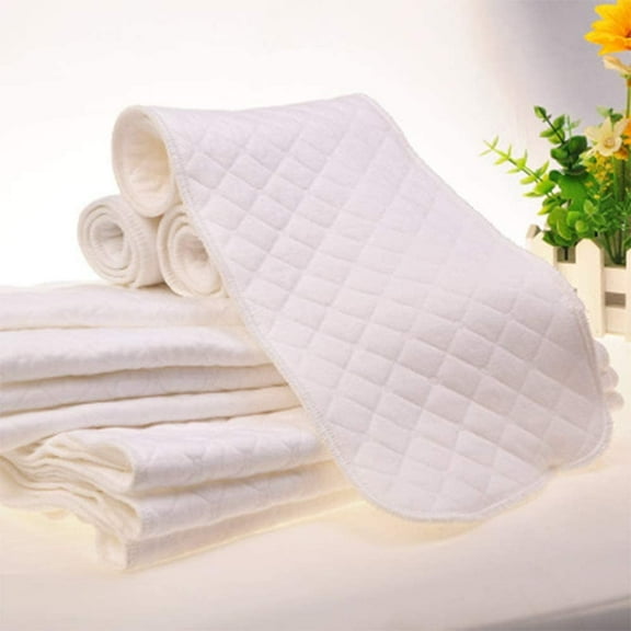 10Pcs Breathable Cotton Diaper,Newborn Baby Reusable Washable Cloth Pads Infant Soft Insert Nappy (3 Layers 32 * 12 cm)