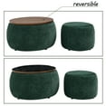 thumbnail image 5 of MDQMD  Green Round Ottoman with Storage Set of 2,Ottoman Coffee Table,with Removable Wood Tray,Handmade  Pleated Circle Fabric Storage, End Table & Footstool for Living Room, 5 of 8