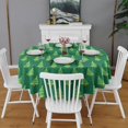 thumbnail image 2 of Green Christmas Tree Pattern Round Tablecloth 60"x60",Wrinkle Wipeable Table Cloth for Kitchen Dining Room Picnic Patio Party, 2 of 6