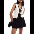 thumbnail image 1 of Chaleco de Punto con Cuello en V y Lazo de Dinero Antiguo para Mujer. M, 1 of 8