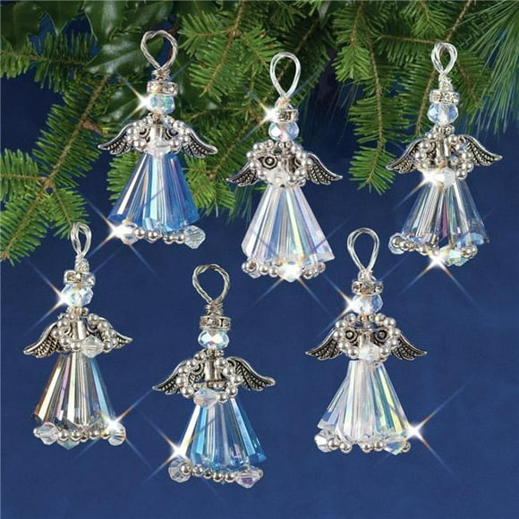 Solid Oak NCHBOK-020 Nostalgic Christmas Beaded Crystal Ornament Kit&#44; Crystal Angels Silver