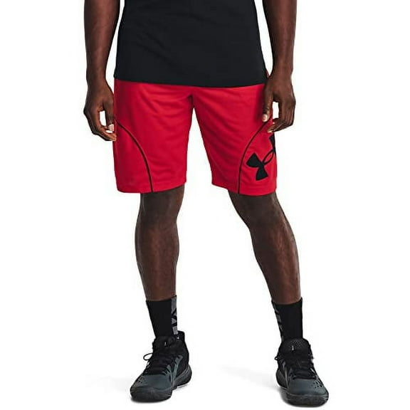 Under Armour Mens Perimeter Basketball 11-inch Shorts, Red (600)/White, 3X-Large