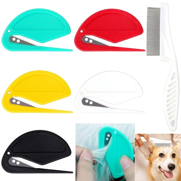 DIY.STORE 6 Pcs Knotting Comb for Cats and Flea Lice Comb, Pet Hair Removal Tool Set Dematting Comb for Dogs Cat Dog Grooming Comb Knot Remover