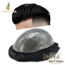 Lyricalhair Hair System Mens Toupee Human Hairpiece Full Poly Thin Skin Hair Replacement System Papy-J