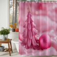 thumbnail image 3 of Christmas Shower Curtains for Bathroom, Winter Pink Christmas Tree Xmas Ball Snow Waterproof Fabric Shower Curtain for Bathroom Bathtub Decoration, Machine Washable, 54x"78", 3 of 9