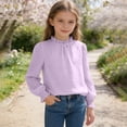 thumbnail image 4 of Ultrave Ruffle Collar Shirt for Girls Dot Print Smocked Long Sleeve Blouse Loose Cute Shirts for 5-14Y, 4 of 6