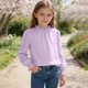 thumbnail image 2 of Crop Top Camisas de Manga Larga para las Mujeres Color Sólido Fleece Elástico de Manga Larga Puño Plegado Cuello Dulce Y Adorable Camisas de Niños para Niños Camisas de Manga Larga para Niños, 2 of 6