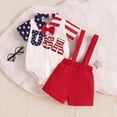 thumbnail image 2 of Baby Onesies Boy Independence Day Baby Boy Clothes Short Sleeve Star Print Shirt + Bowtie + Suspender Shorts Set Romper Overalls Gentleman Suit, 2 of 8
