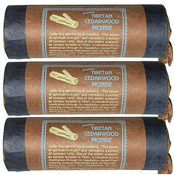 Tibetan Cederwood Incense, 4.5" Length - 3 Packs, 30 Sticks Per Pack