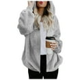 thumbnail image 4 of BangWanChi Womens Jackets Dressy Fashion Women's Zipper V-Neck Pullover Tops Long Sleeve Hooded Blouse Sweatshirt, 4 of 5