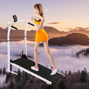 EINCCM Folding Exercise Treadmill for Adults with Maximum Weight 220 lbs Maximum Incline 15 Ultra-quiet Non-electric Walking Machine White