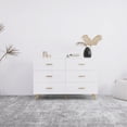 thumbnail image 4 of Knubmt 6 Drawers Dresser with Golden Handle, Storage Cabinet for Living Room, Office, White, 4 of 9