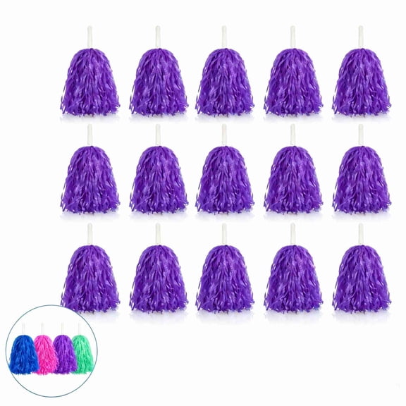 15Pcs Cheerleading Pom Poms Plastic Cheerleader Pom Poms for Sports Squads Dancing Party Football Basketball Spirit Sports Stage Performance Celebration (Purple)