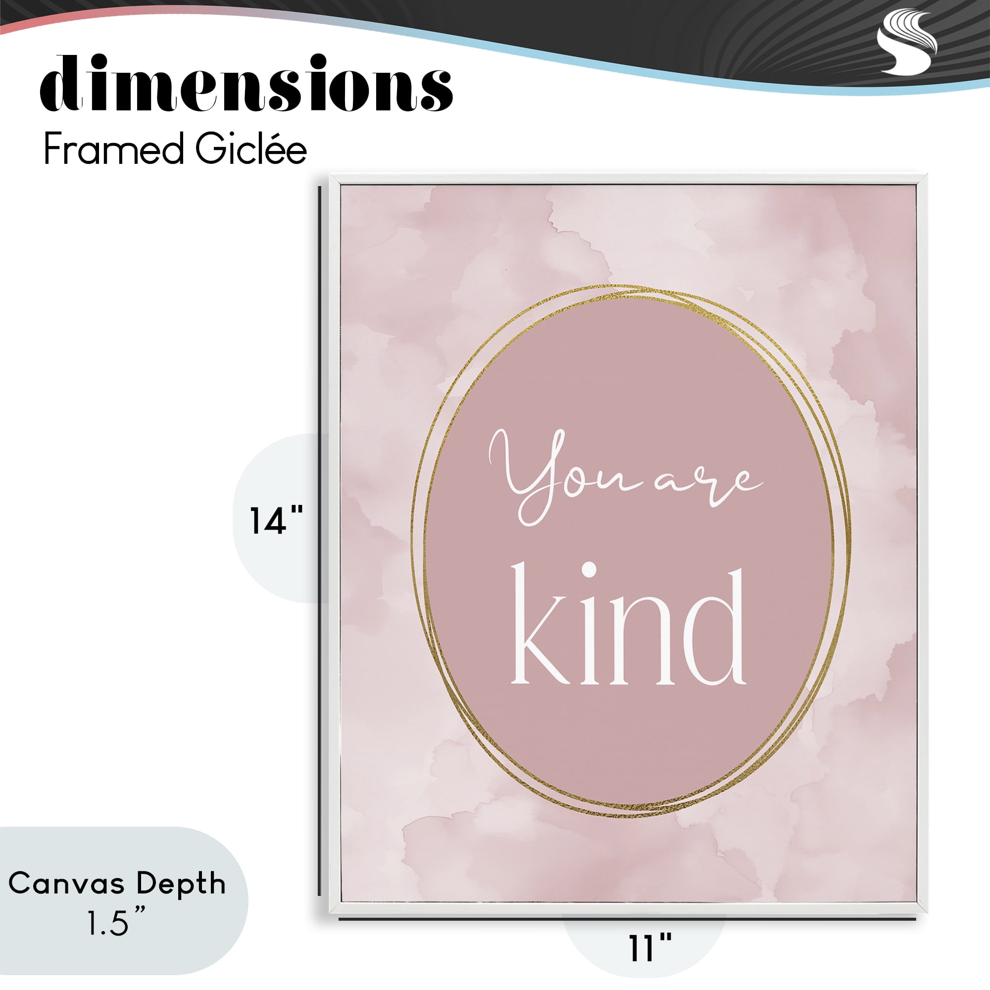 Stupell Industries Pink Golden Affirmation White Framed Giclee Art, design by Christine Simpson Art
