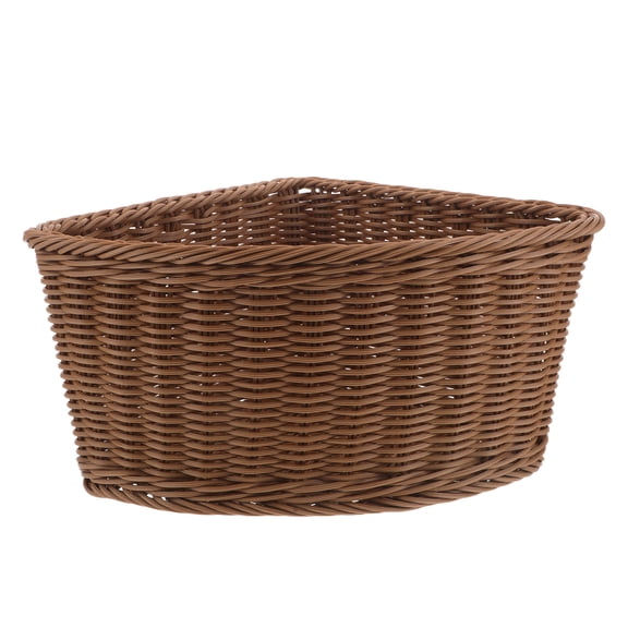 BESTYASH Handwoven Triangular Corner Basket Light Brown Storage Organizer for Kitchen Bathroom Shelves