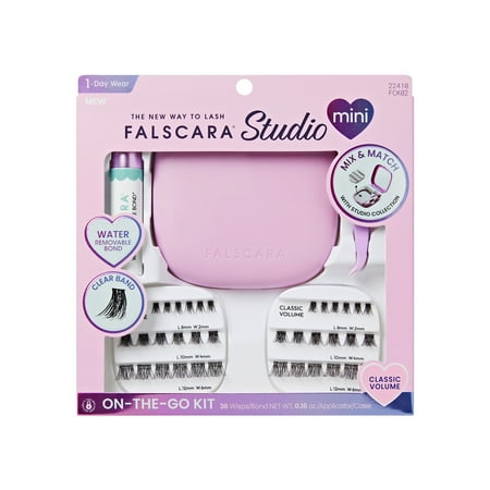 Kiss FALSCARA Studio Mini On-The-Go Kit, Classic Volume, 8-12mm, 36 Lash Clusters