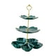 thumbnail image 4 of Soporte de cerámica escalonado para pasteles, decoración del hogar, soporte para postres y pasteles, soporte para té con niveles 3 niveles verde, 4 of 9