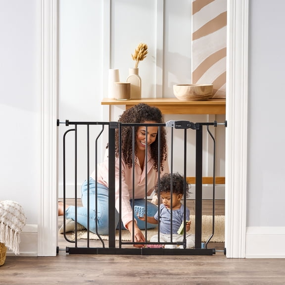 Regalo Easy Step 38.5-Inch Wide Walk Thru Baby Gate, Black, Metal