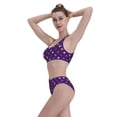 thumbnail image 6 of Picia Purple Mardi Gras Women's High Waisted Bikini Scoop Neck Swimsuit Two Pieces Bathing Suit-Medium, 6 of 8