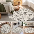 thumbnail image 5 of Round Area Rug 4 Ft, Black Grey Botanical Washable Non-Slip Circle Carpet for Living Room/Bedroom, Rustic Country Spring Floral Summer Leaf Low-Profile Crawling Mats Collection Rugs for Indoor, 5 of 8