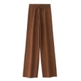 thumbnail image 1 of Woman Pants Spring Summer Wide Leg Straight Leg Drapey Floor Sweeping Wool Pants Womens Cargo Pants Coffee L, 1 of 3