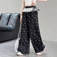 thumbnail image 6 of CPNG Girls Sweatpants Sweet Bow Print Elastic High Waist Wide Leg Baggy Pants with Lace Trim Loose Street Style Casual Pants, 6 of 7