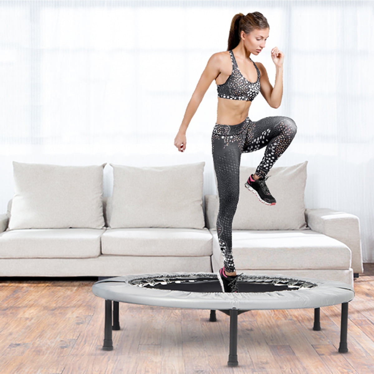Mini Trampoline for Kids Adults, 40" Foldable Fitness Rebounder Small Trampoline Indoor Exercise Trampoline Workout Max Load 220lbs