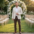 thumbnail image 3 of Cloudstyle Men's Solid Color Notch Lapel Two-Button Linen Blazer - Casual Regular Fit Spring/Fall No Back Vent Jacket, 3 of 12