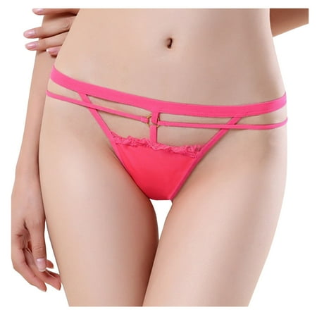 

Hxroolrp Womens Seamless Thongs Underwear Women s Low Waist Ribbon Full Transparent Lace Seductive Thong Underwear