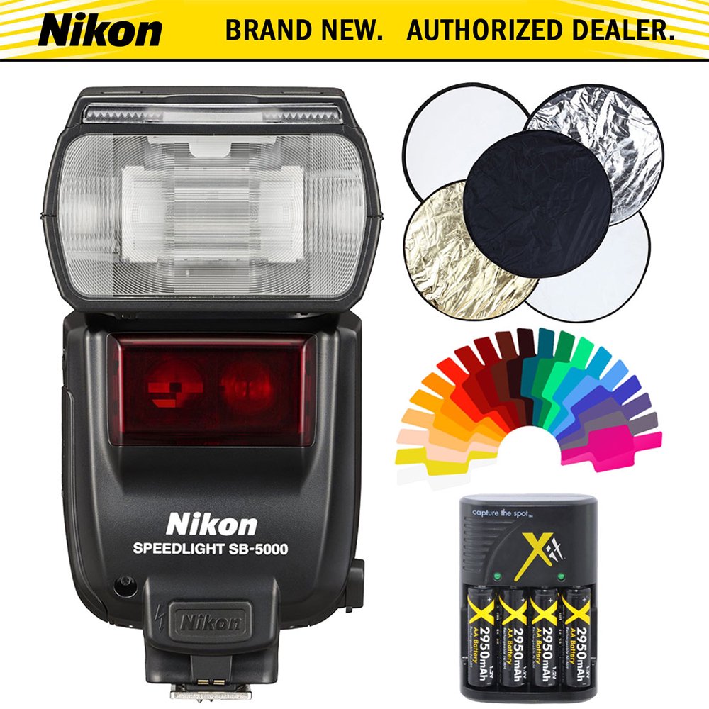 Nikon SB5000 AF Speedlight Flash with 20pc Flash Gels, Reflectors and