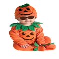 thumbnail image 1 of Baby Boy Girl Halloween 3 Pcs Clothes Set Orange Pumpkin Face Pattern Romper Cap and Slipper Socks Sets, 1 of 6