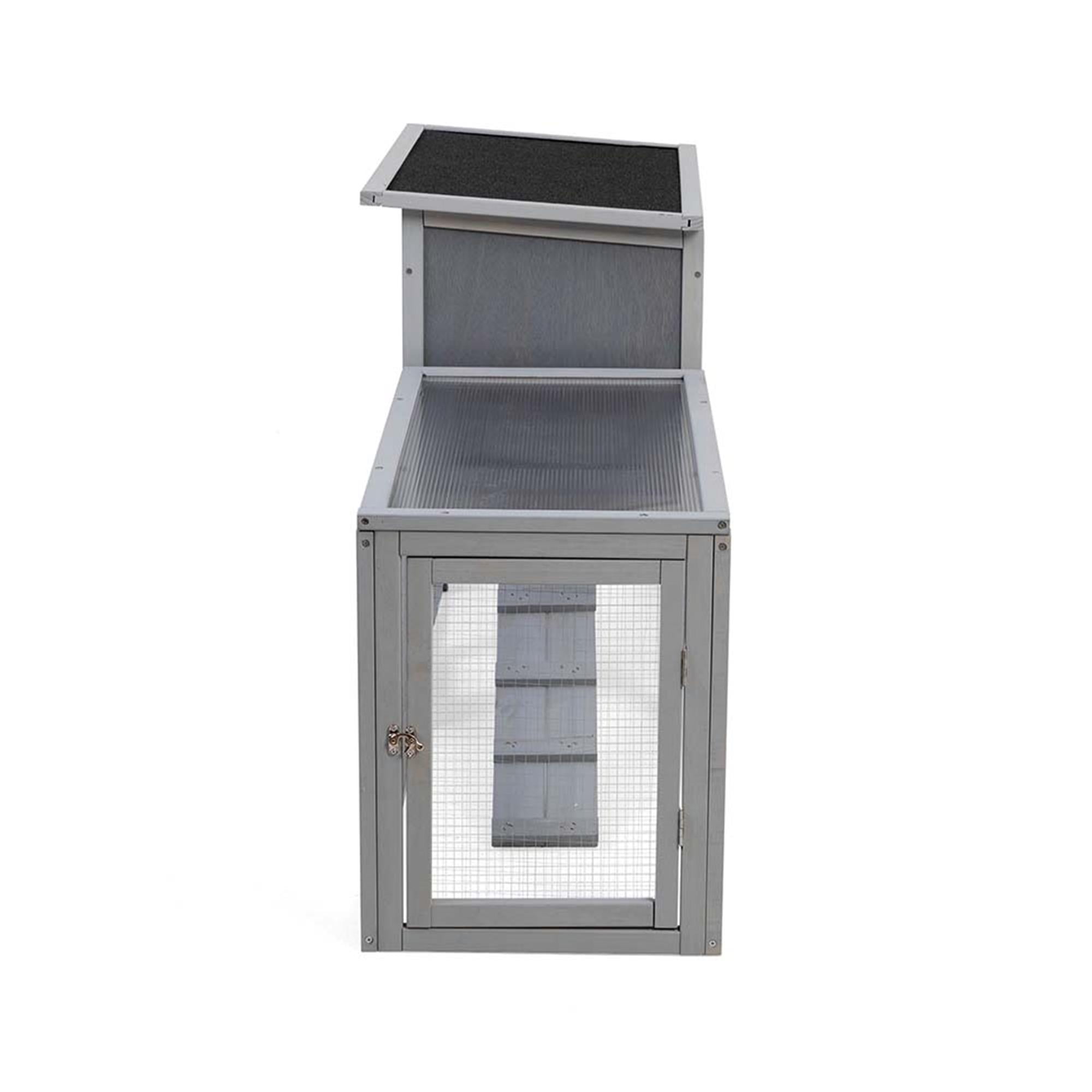 Kadyn 94" Outdoor Large Rabbit Hutch with Run, Wood 2-Story Chicken Coops for 4-6 Rabbits, Pet Cages for Small Animals, Gray