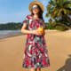 thumbnail image 4 of Easygdp Rooster Head para Vestido Transpirable de Mujer, Vestido Suelto de Manga Corta con Pliegues y Bolsillos para el Verano, 4 of 6