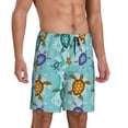 thumbnail image 2 of Rocae Turtles And Sea for Men's Soft Sleep Pajama Shorts, Waistband and Pockets-Medium, 2 of 6