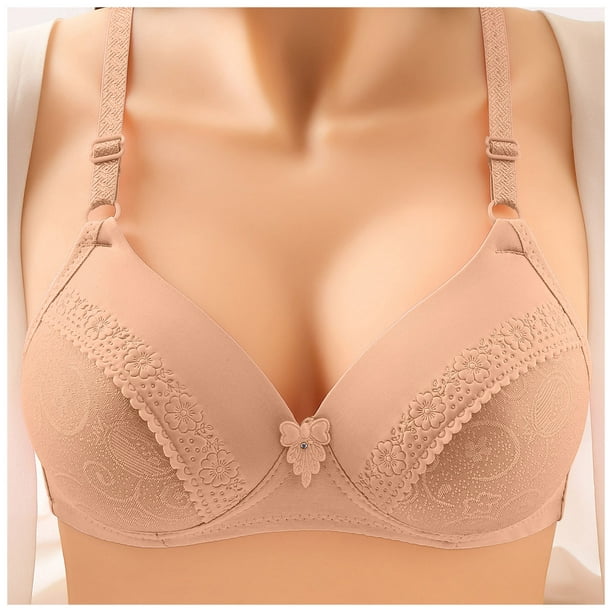Full Coverage Underwire Bras Lightly Padded Bra Women Contrast Lace  Wireless Bra Comfy & Breathable Push Up Bra