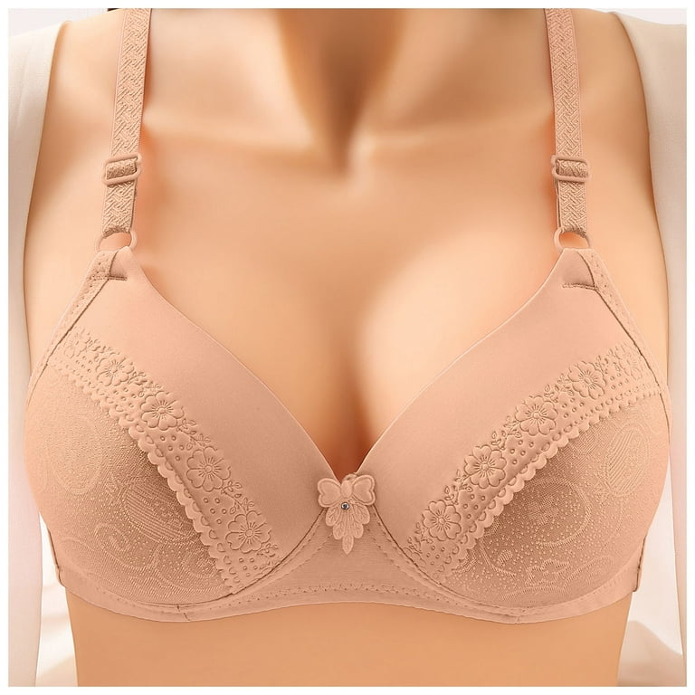 Bras for Women No Underwire Thin Small Support Bra for Women Full Coverage  and Lift Beige 50A
