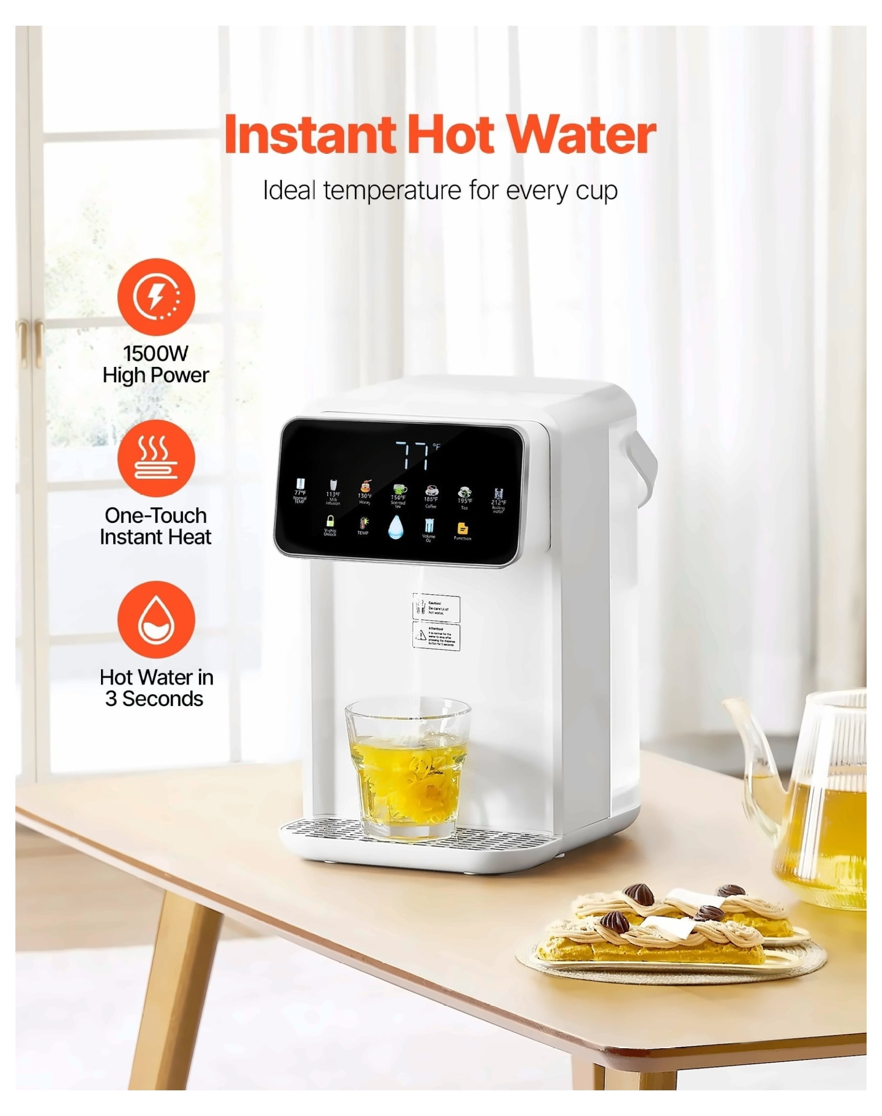Instant Hot Water Dispenser, Countertop Electric Kettle 7 Temp 7 Volume, 118oz Tank for Tea, Coffee, Baby Formula