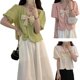 thumbnail image 2 of Women V-Neck Blouse French Style Short Puff Sleeves Tee Top All-matching Bowknot Shirt Tops Female Summer T-Shirt aprico, 2 of 4