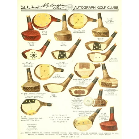 Spalding 1920 Golf clubs 1 Poster Print by Unknown