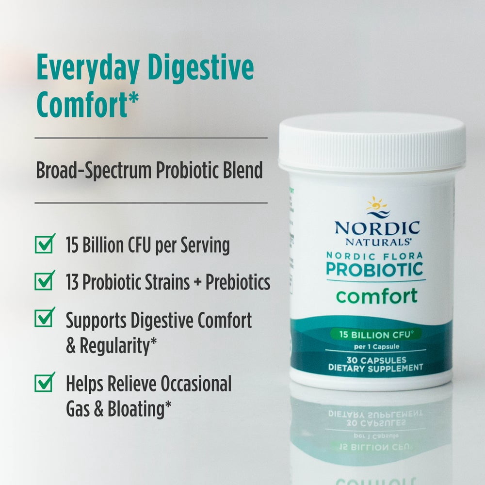 Nordic Naturals Nordic Flora Probiotic Comfort, Capsules, Non-GMO, 30 Ct