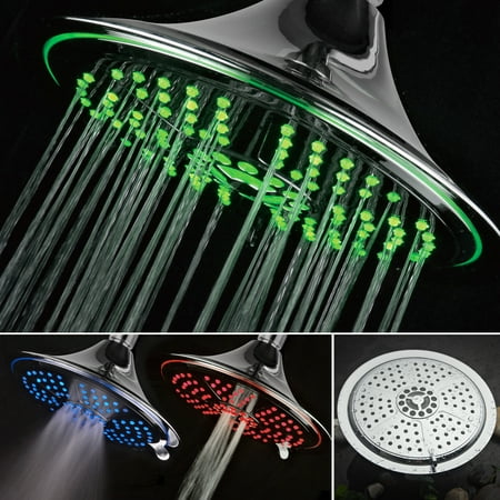 Rainfall Showerhead Finish - DreamSpa® Ultra-Luxury 5-Setting Rainfall LED Shower Head with Extra-Large 8-Inch Chrome Face and 3-Color Temperature Sensor
